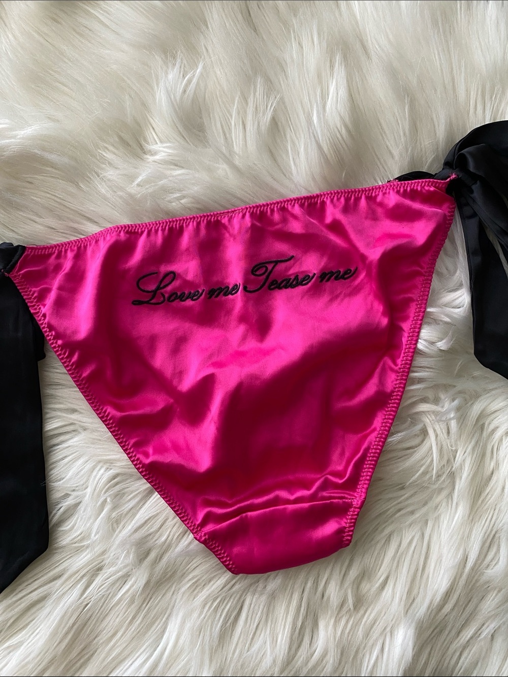 NWT Victoria’s Secret Hot Pink Bikini Bottom with Black Side Ties